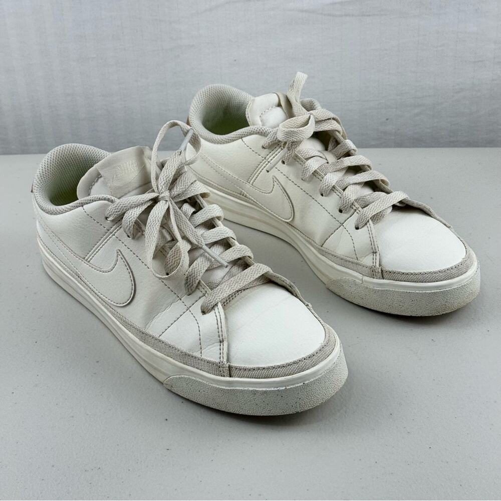 Nike Court Legacy White Leather Low-Top Sneakers Women’s Size 7.5 EUR 38.5